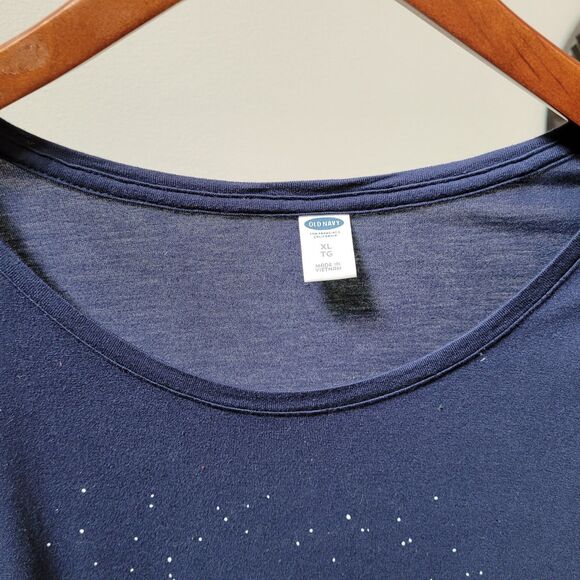 Old Navy Women's Navy Blue Graphic Shirt Size XL Short Sleeve - Picture 5 of 6